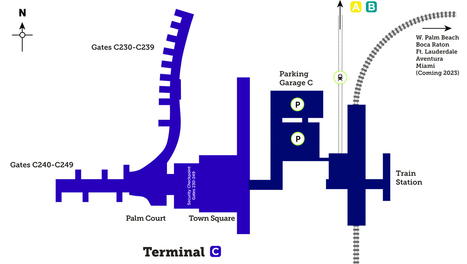terminal c mco arport map